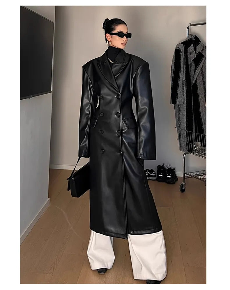 Women's Leather Trench Coat